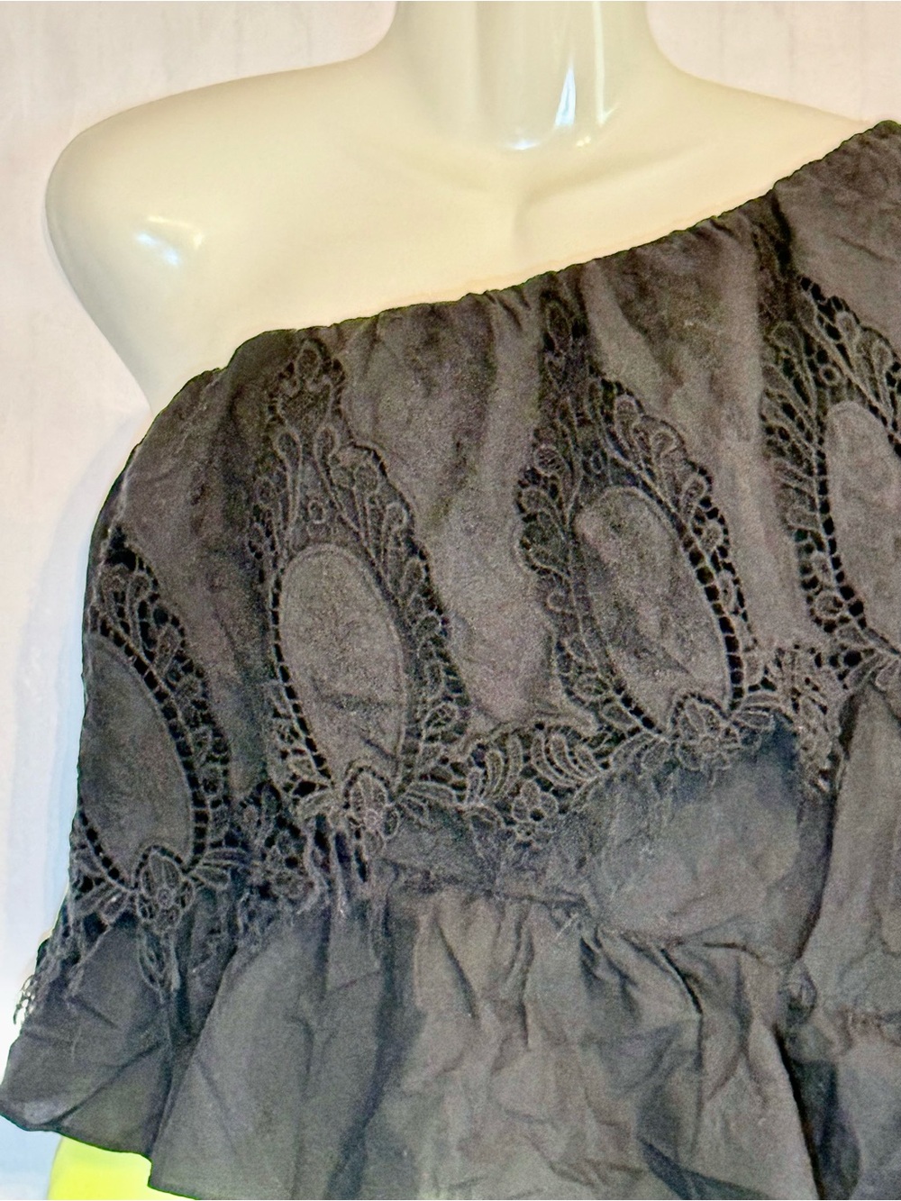 Black Ruffle Off-Shoulder Top - Picture 2 of 7